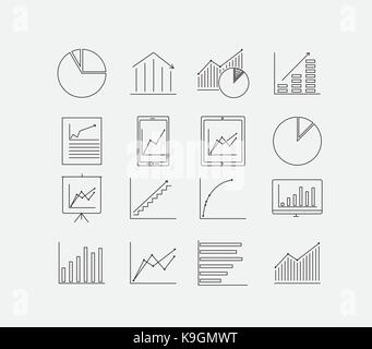 Thin Diagram icon set Stock Vector