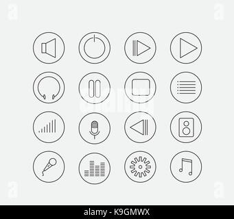 Thin audio icon set Stock Vector