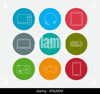 electronic computer device icons set Stock Vector