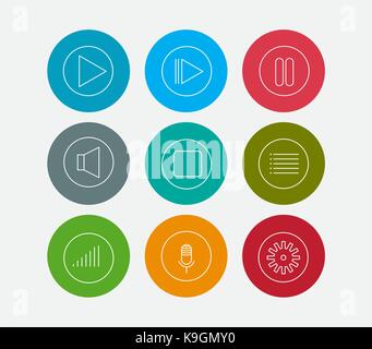 audio line icons set Stock Vector