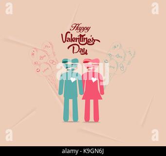 valentines day connecting hearts hand by hand Stock Vector