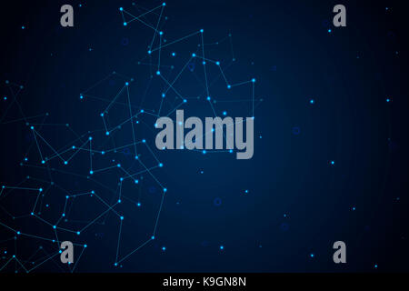Structure of molecular particles and atom, polygonal abstract background, technology and science concept, illustration Stock Photo