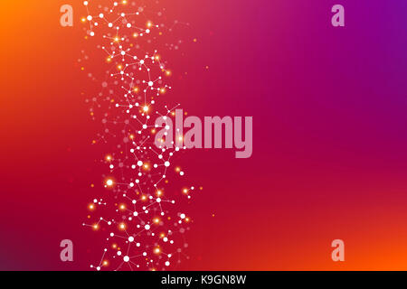 Molecule structure dna and neurons, connected lines with dots, genetic and chemical compounds, illustration Stock Photo