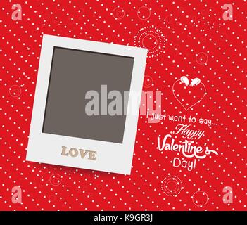 Blank instant photo frame lovely on red background Stock Vector