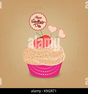valentines day cupcake and heart Stock Vector