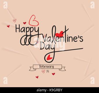 happy valentine's day hand lettering - handmade calligraphy Stock Vector