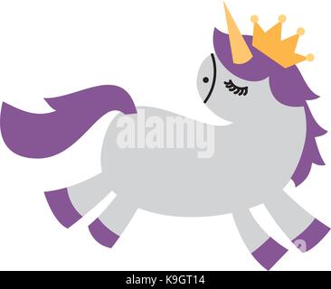 lovely unicorn crown animal horned fantasy Stock Vector
