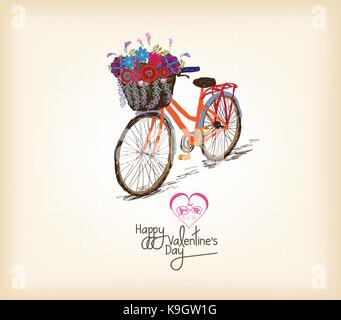 Valentines day background with a bike Stock Vector