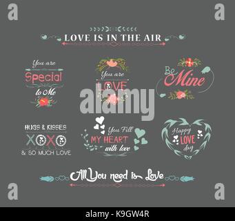 valentines day labels chalkboard Stock Vector