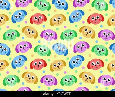 Cute puppy seamless pattern. Dog repetitive texture. Children endless background. Vector illustration. Stock Vector