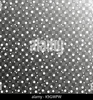 Realistic falling snowflakes seamless pattern. Snow falls isolated on a transparent background. Vector illustration. Stock Vector