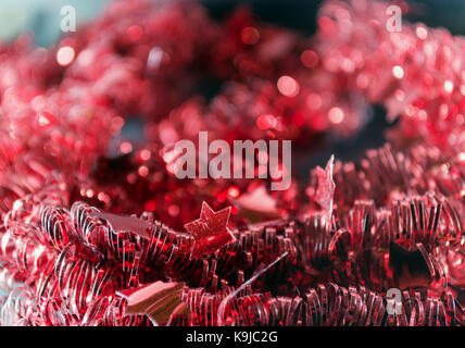 red tinsel decoration Stock Photo