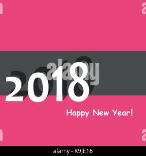 creative happy new year 2018 design. Flat design with shadow. Outline. Vector Stock Vector