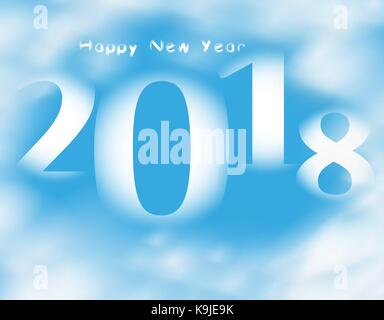 Word Happy new year 20178 on blue sky with clouds. Vector Stock Vector