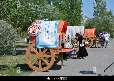 Astana, Kazakhstan - Exhibit in ethnic festival in summer 2017 Stock Photo