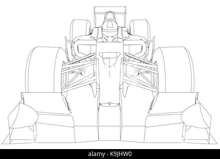 Formula race car. Abstract drawing. Tracing illustration of 3d Stock Vector