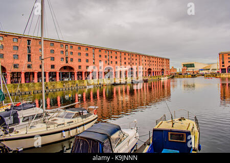 Liverpool's Albert Dock, in reflection. Stock Photo