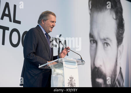 San Sebastian, Spain. 23rd Sep, 2017. Minister Inigo Mendez de Vigo at the 'Premio Nacional de Cinematografia 2017' gala during the 65th San Sebastian Film Festival in San Sebastian, Spain, on 23 September, 2017. Credit: Gtres Información más Comuniación on line, S.L./Alamy Live News Stock Photo