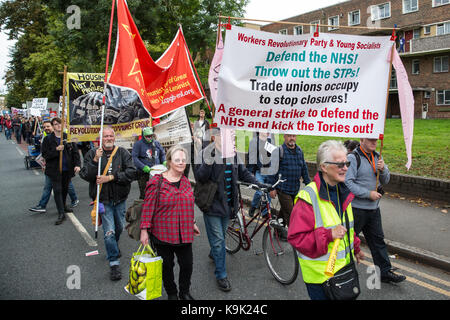 London, UK. 23rd Sep, 2017. Campaigners for improved social housing provision march from Seven Sisters to Finsbury Park in Haringey in protest against the transfer by London councils of council estates to private developers and in particular steps by Haringey Council to transfer property and assets to developer Lend Lease by means of the Haringey Development Vehicle. Credit: Mark Kerrison/Alamy Live News Stock Photo