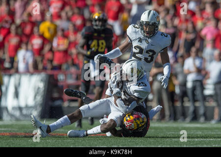 Annapolis, Maryland, USA. 23rd Sep, 2017. KYLE GIBSON (25) intercepts the football during the game held at the Capital One Field at Maryland Stadium, College Park, Maryland. Credit: Amy Sanderson/ZUMA Wire/Alamy Live News Stock Photo