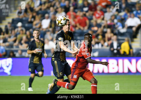 Chester, Pennsylvania, USA. 23rd Sep, 2017. Philadelphia Union's KEN TRIBETT (4) in action during the match against the Chicago Fire at Talen Energy Stadium in Chester Pennsylvania Credit: Ricky Fitchett/ZUMA Wire/Alamy Live News Stock Photo