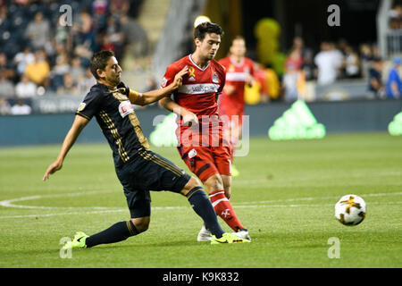 Chester, Pennsylvania, USA. 23rd Sep, 2017. Philadelphia Union's ALEJANDRO BEDOYA (11) in action during the match against the Chicago Fire at Talen Energy Stadium in Chester Pennsylvania Credit: Ricky Fitchett/ZUMA Wire/Alamy Live News Stock Photo