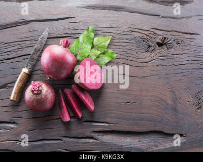 Red beet or beetroot on the wooden table. Stock Photo