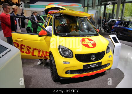 Smart ForFour Barbus Rescue at the Frankfurt Motor Show 2017 in Germany Stock Photo