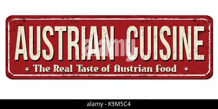 Austrian cuisine vintage rusty metal sign on a white background, vector illustration Stock Vector