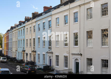 Close up of Georgian period terrace town houses in Cornwallis Crescent, Clifton, City of Bristol, England, UK Stock Photo