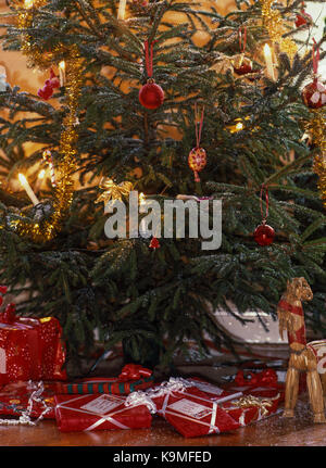 CHRISTMAS PACKAGE under the Christmas tree 2015 Stock Photo