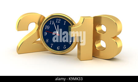 New Year 2018 (isolated on white background) Stock Photo