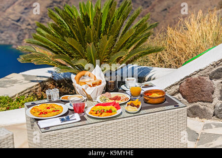 Romantic Breakfast for two on the seashore Stock Photo