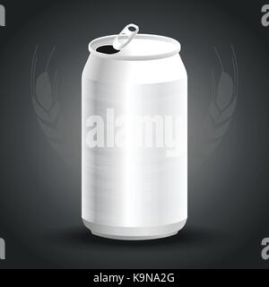 Aluminum drink can template for beer or juice design on gray background vector illustration. Stock Vector