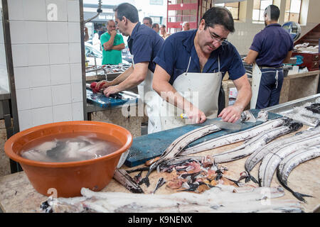 Fish area,  Mercado dos Lavradores,Funchal,Madeira, Portugal Stock Photo