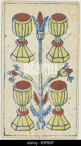 Piedmontese tarot deck   Solesio   1865   4 of Cups Stock Photo