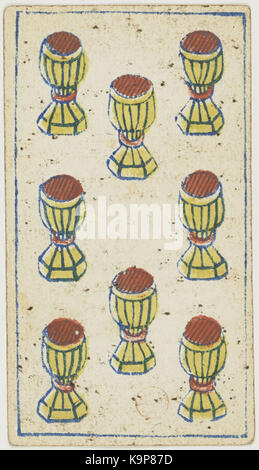 Piedmontese tarot deck   Solesio   1865   8 of Cups Stock Photo