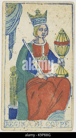 Piedmontese tarot deck   Solesio   1865   Queen of Cups Stock Photo