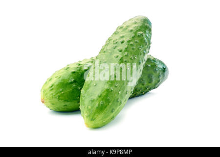 Two fresh cucumbers on white Stock Photo