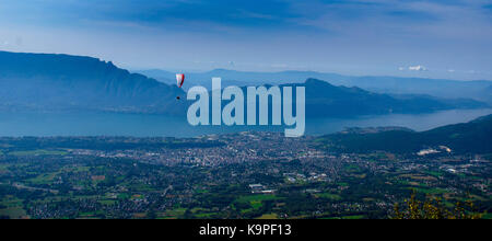 Paragliding in the french alps Stock Photo