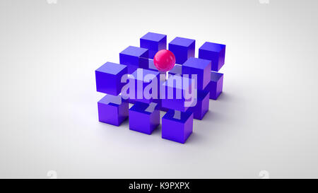 Blue  cubes and one red ball Stock Photo