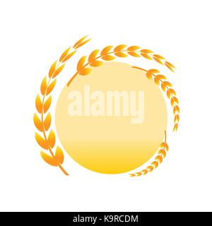 ears of wheat with a circle illustration, wheat circle, icon design, isolated on white background. Stock Vector