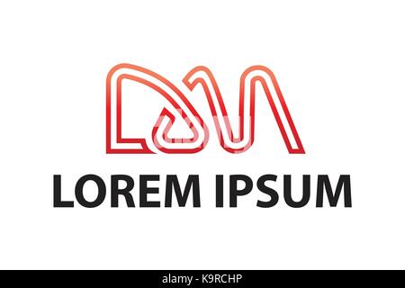 outlines DM logo, connected letter DM symbol, icon design, isolated on white background. Stock Vector