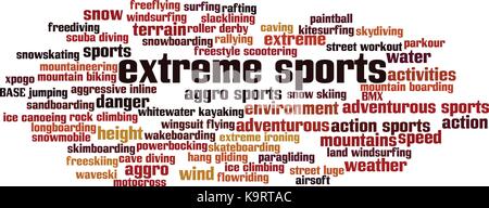 Extreme sports word cloud concept. Vector illustration Stock Vector