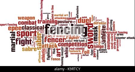 Fencing word cloud concept. Vector illustration Stock Vector