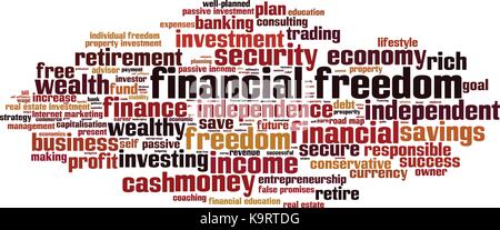 Financial freedom word cloud concept. Vector illustration Stock Vector