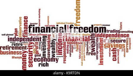 Financial freedom word cloud concept. Vector illustration Stock Vector