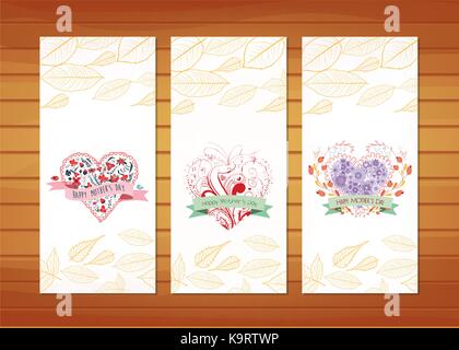 Floral heart Mother's Day Cards Stock Vector