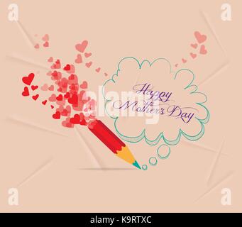 mothers day with pencil drawing bubble card Stock Vector