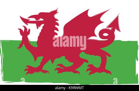 Grunge WALES flag or banner vector illustration Stock Vector